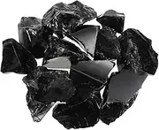 uxcell Fire Glass for Fire Pit, 3-5cm(1-1/5"to 2") High Luster Reflective Glass Rocks for Natural or Propane Fireplace, Safe for Outdoors and Indoors Fire Pit Glass, Black, 400g/14oz