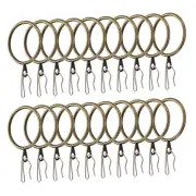 40pcs 1.5-Inch Metal Curtain Hook Rings Bronze with Pin-on Hooks