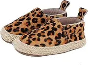 SKEANIE Pre-Walker Leather Espadrilles Shoes, Leopard, Medium Black/Brown