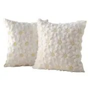 2Pcs Spring Floral Throw Pillow Covers for Couch Sofa Bed Square Cushion Cases-Sunflowers-Style 1