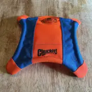 Dog's Spinning Toy Flying Squirrel Medium 10" x 10" Blue Orange Fetching Game