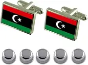 [Select Gifts] Shirt Dress Studs Libya Flag Cufflinks