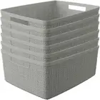 Jute Decorative Plastic Organization and Storage Basket Perfect Bins for Home Of