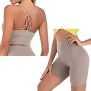 Yoga Set Short Sports Bra +Yoga Shorts Women Fitness Yoga Wear High Waist Gym Workout Suit 2pcs Sports Clothing Naked-Feels,Yoga Set Short,M