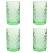 4x Bee 12cm Round Glass Tumbler Glassware Water/Juice Drinking Cup Soft Green