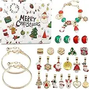 24 Days Advent Calendar Bracelet, Xmas Countdown Charm DIY Alloy Gift for Kids Girls