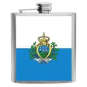 San Marino Flag Stainless Steel Hip Flask 6oz