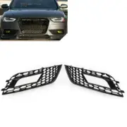 2x Honeycomb Front Bumper Fog Light Mesh Grille Cover For Audi A4 B8.5 2013-2016