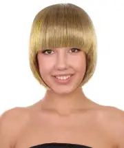 Womens Bob Wigs Synthetic Hair Wigs with Bangs Short Fancy Cosplay Halloween Wig