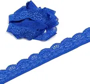 [Duories] 5 Yards Elasticity Lace Ribbon Lace Trim, 25 mm Lace Border Lace Trim Decorative Ribbon Trim Ribbons for Sewing, Lace Trimmings for Crafts, Sewing Accessories, Dress, Wedding Underwear, Royal Blue