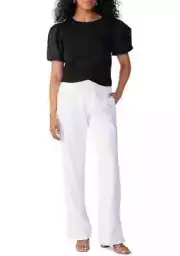 Sanctuary Womens White Flat Front Regular Fit Straight Leg Trouser Pants Size 32