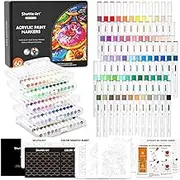 Automatic Ink Control Acrylic Paint Pens, 60 Colours Brush Tip Paint Marker Pens, Paint Pen for Rock Painting Ceramic, Wood, Fabric, Glass, Stone, Art Marker Pen Set for DIY & Art Supplies