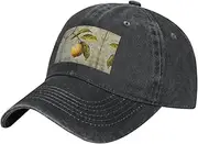 [MDATT] Lemon Fruit Baseball Cap Adjustable Twill Ponytail Hole Dad Hat for Men Women Black One Size, Black, One size