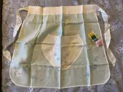 Vintage Apron Transfer Printed Vintage Linen To Embroider Threads x4 Clean Green