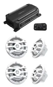 Kenwood KAC-M5024BT 600W 4 Channel Marine Amp Bluetooth + (4) 6.5" Speakers