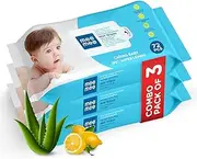 Mee Mee Soft Gentle Baby Wet Wipes (72 Wipes) Pack of 3 | Infused with Aloe Vera and Lemon extract | Paraben & Sulfate Free | Cleansing Wipes | Wipes Combo for Babies
