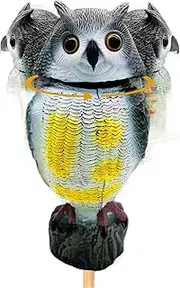 Garden Bird Repeller,Scarecrow Rotating Head Owl | Realistic Design Bird Scare Devices for Terrace, Backyard, Lawn, Garden, Home