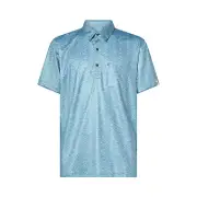 Mens Costa del Mar Voyage Polo Printed - Woodcut Print Heron Blue, Size L