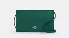 New W/ Tags Coach Anna Foldover Clutch Crossbody Leather Emerald Green MSRP $278