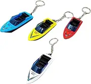 Set of 4 Mini Speedboat Models for Kids and Adults, Desktop Decoration, with Keychain
