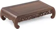 Wooden Wiccan Altar Table with Hand Carving,Mini Tea Table for Puja Buddha Display and Spiritual Meditation in Japanese Style