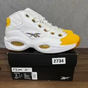 Reebok Question Mid Allen Iverson White Yellow Toe Lakers Men's Size 12