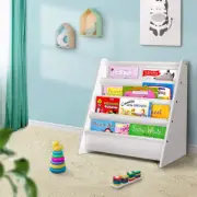 4 Tier Kids Magazine Bookshelf MDF Wooden Toy Book Display Storage Shelf White