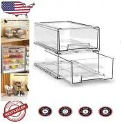 BPA-Free Clear Storage Bins - 2 Pack Stackable Organizers for Home & Office