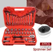 37x Combination Spanner Set Portable Impact Socket Set Socket Wrench Ratchet Set