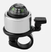 Cycling Warning Bike Bicycle Bell w/ Compass for Riders, Kids, Cyclists, Silver