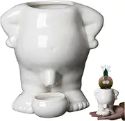 Peeing Plant Pot, Quirky Body-Shaped Ceramic Peeing Pot Planter with Drainage, Unique Cactus Succulent Penis Planter for Indoor/Outdoor Planting-