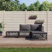 4 Piece Garden Lounge Set with Cushions Anthracite Steel Patio Bar Sets