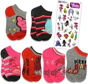 [DREAMWORKS TROLLS] Trolls Socks for Girls Set - Bundle with 6 Pairs of Trolls Socks for Girls Plus Stickers | Trolls Socks Kids