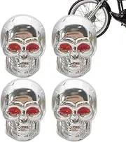 Skull Tire Valve Caps | Bike Tire Valve Stem Caps Skeleton Head Shape 4PCS | Cool Car Tire Air Valve Caps for Cars, Trucks, Bikes, Motorcycles, Bicycles