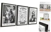 Framed Funny Animal Wall Art Canvas Decor Set of 3, 12"x16" Framed Animal