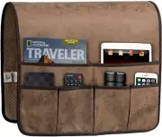 Anti-Slip Sofa Armrest Organizer Arm Chair Bedside Caddy Storage brown