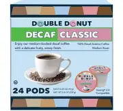 Double Donut Medium Roast Decaf Coffee Pods, Classic, for Keurig K-Cup Machin...