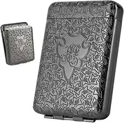 [Fish&Fairy] Vintage Metal Cigarette Case 85mm King Size Peaky Blinders Tobacco Box 16pcs Capacity Sturdy Open Pocket Holder Protective Security Wallet Shelby Family Retro Birthday Christmas Gifts for Man Women, Dark Night, 85MM