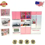 Mini Pink Kitchen Play Set with Realistic Light & Sound - Perfect for Kids