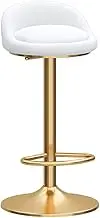 Modern Adjustable Swivel Bar Stools with Velvet Seat and Gold Metal Legs White Dining Chairs for Kitchen Island Counter