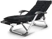 G Loungers and Recliners Black Aluminum Alloy Folding Adjustable Sun Lounger Chair Sunbed with Cushion for The Beach Pool Outdoor Patio Camping Feet Stee
