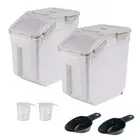 2 Pack Rice Storage Container with Measuring Cup 50 lb Flour Storage Containe...