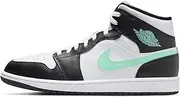 [Nike] Air Jordan 1 Mid Men's Trainers Sneakers, White Black Green Glow, 10.5 US