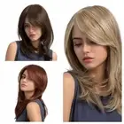 Brown Brown Wavy Wig Blonde Inclined Bangs Breathable Synthetic Wig Party