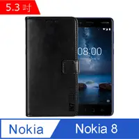 在飛比找PChome24h購物優惠-IN7 瘋馬紋 Nokia 8 (5.3吋) 錢包式 磁扣側