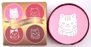 NEW Cozy Cats Ruby & Rose Felt Coaster Set 4 Round Coasters & Holder CatLadyBox