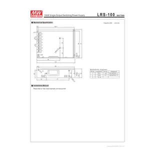 明緯 MW (MEAN WELL)電源供應器 LRS-100-12 12V 8.5A-HM工業自動化