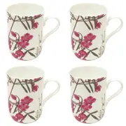 4x Maxwell & Williams Botanic Mug Boronia Drink/Hot/Cold 300ml Gift Boxed Pink
