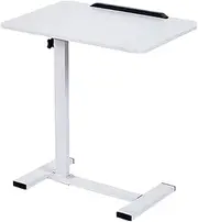 Adjustable Bedside Nightstand, Portable Mobile Over Bed Computer Desk with Lockable Wheels Rolling Adjustable Height Table for Laptop, Reading, Dining, Working and Studying (White)