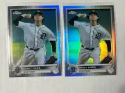 2022 Topps Chrome Casey Mize Rookie Lot x2 Refractors Tigers